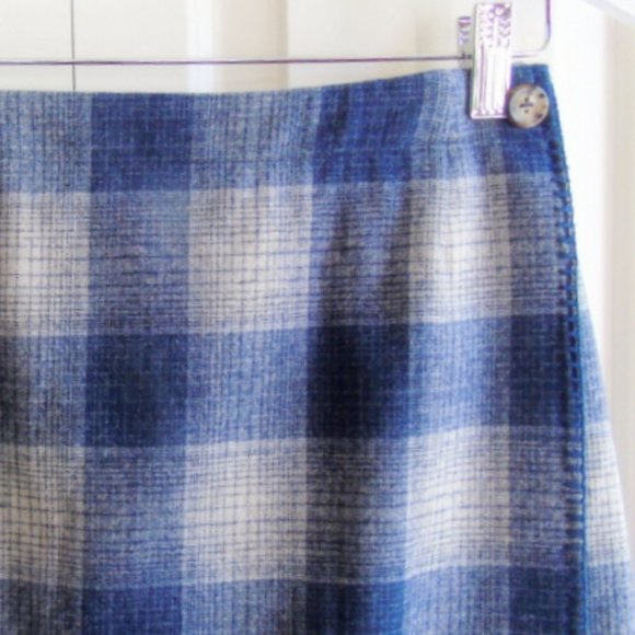 Land's End Blue and Tan Plaid Wrap Skirt Size 6 New Unworn - Picture 3 of 8